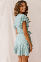 Cami Angel Sleeve Faux Wrap Dress Sage