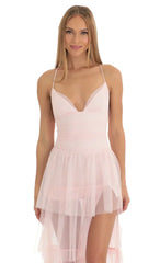 Mesh Maxi Dress in Pink