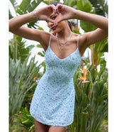 Sparkly Floral Sequin Lace-Up A-Line Mini Dress