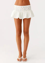 Vegas Nights Low Rise Skort - White
