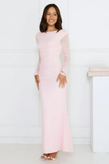 Love Chaser Mesh Long Sleeve Maxi Dress Pink