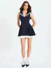 Calliope Navy Sailor Pleated Mini Dress