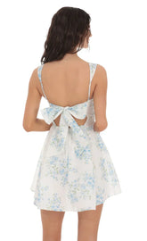 Floral Eyelet Fit and Flare Dress in White