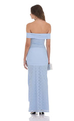 Lace Tassel Wrap Maxi Dress in Sky Blue