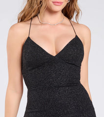 Popular Girlie Strappy Back Glitter Mini Dress