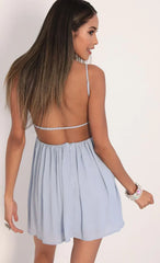 Chiffon A-line Dress in Dusty Blue