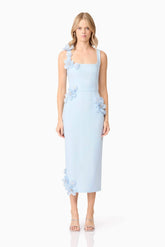 Chantelle 3D Midi Dress In Blue