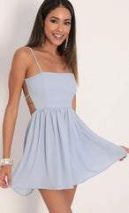 Chiffon A-line Dress in Dusty Blue