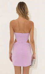Crepe Corset Cutout Dress in Purple