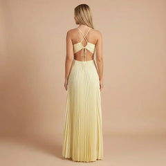 Riley Pleated Halter Maxi Dress