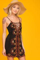 Jazlynn Embroidered Summer Night Out Dress Black