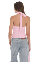 Cutout Floral Embellished Top in Pink