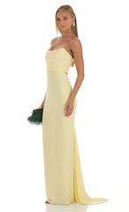 Corset Strapless Maxi Dress in Yellow