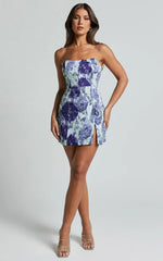 Brailey Mini Dress Strapless Dress in Wisteria