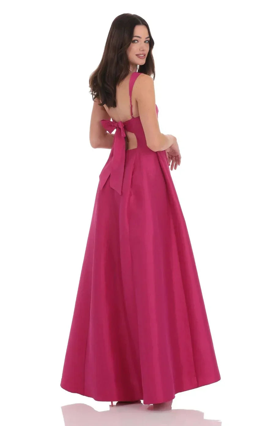 Fit and Flare Maxi Dress in Pink