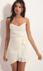 Chiffon Wrap Tie Dress in Ivory