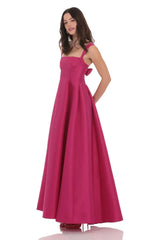 Fit and Flare Maxi Dress in Pink