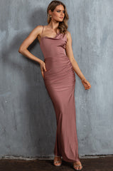 Florentina Thigh Split Maxi Dress Rose Gold