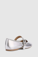 VERALi Banks Buckled Mary-Jane Flats Silver